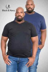 D555 Duke Big Mens 2 Pack Crew Neck T-Shirt Black/Navy 2XL-8XL (KS16894)