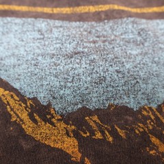 Old Navy Mens Large Graphic T Shirt Gray Mountain Cut Off Hem (see photo for fla
