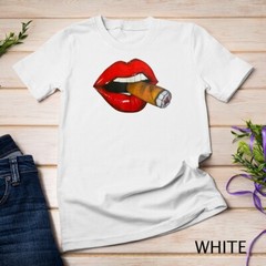 Sexy Women Smoke Cuban Cigar Lit Red Lips Smoking Cigar T-Shirt Unisex T-shirt