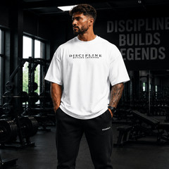 Men’s Oversized Gym Graphic T-Shirt Discipline Builds Legends Fitness Streetwear