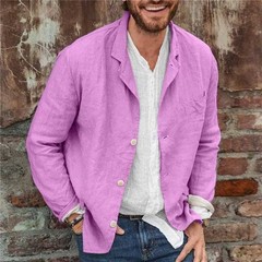 Mens Casual Sleeve Shirt Jacket Long Stylish Button Up Lightweight Coat