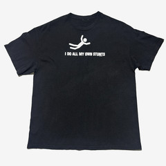 Vintage Y2K All My Own Stunts Black XL Funny Word Graphic T-Shirt