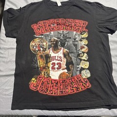 Michael Jordan T-Shirt 6 Championship Rings Large Black Chicago Bulls