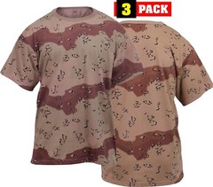 Desert Camo Six Color Army T-Shirts Tactical Military Short Sleeve Tees – 3 PACK