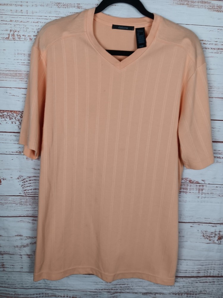 Claiborne T-shirt Men’s Large Orange Short Sleeve V-Neck