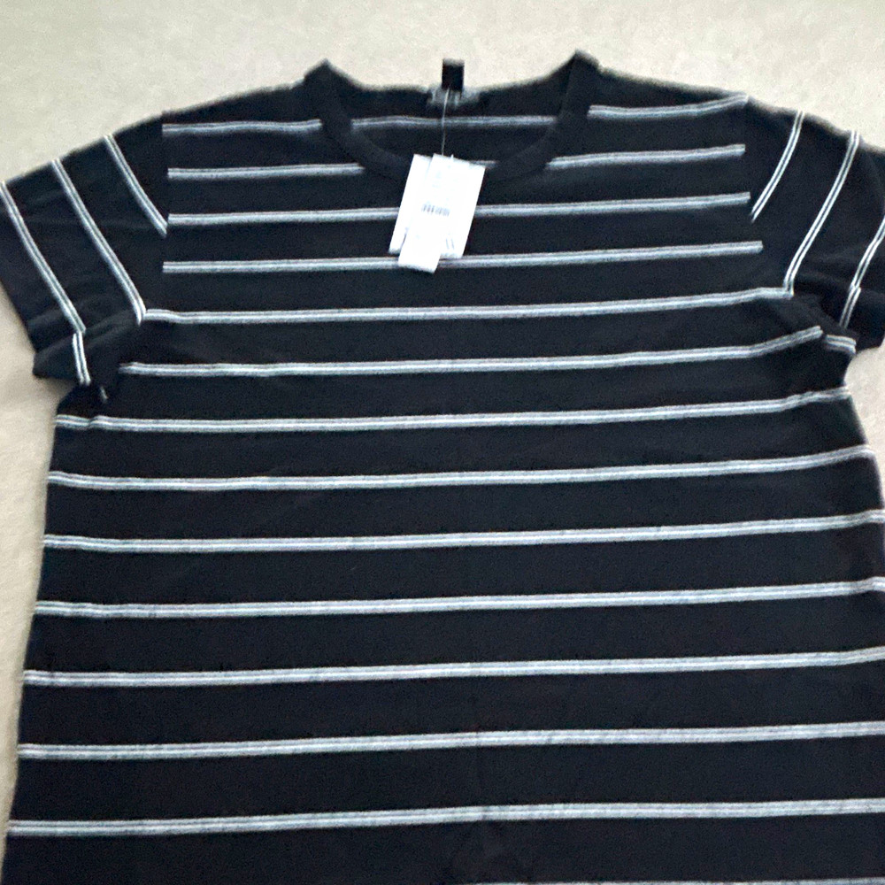 J.CREW Women’s Black/White Striped Crew Neck Short Sleeve T-Shirt Size M NWT