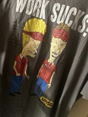Men’s Beavis and Butthead Work Sucks T-Shirt by MTV