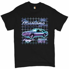 Ford Mustang GT the Boss T-shirt Vintage Neon Car Retro Licensed Men’s Tee