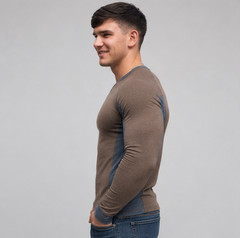 Murano Men’s Slim Fit Large Brown and Blue V Neck Pullover Shirt