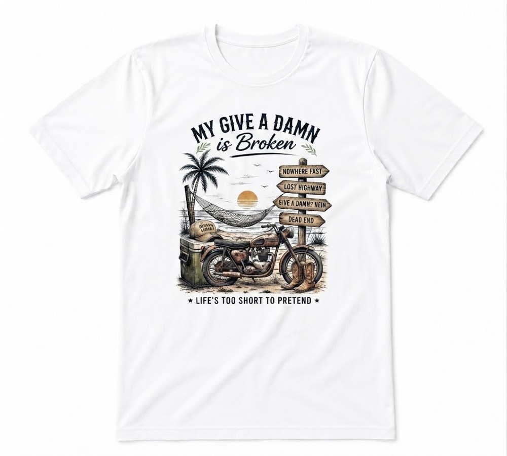 My Give A Damn Is Broken Beach Retro Too Old To Care Club White T-shirt