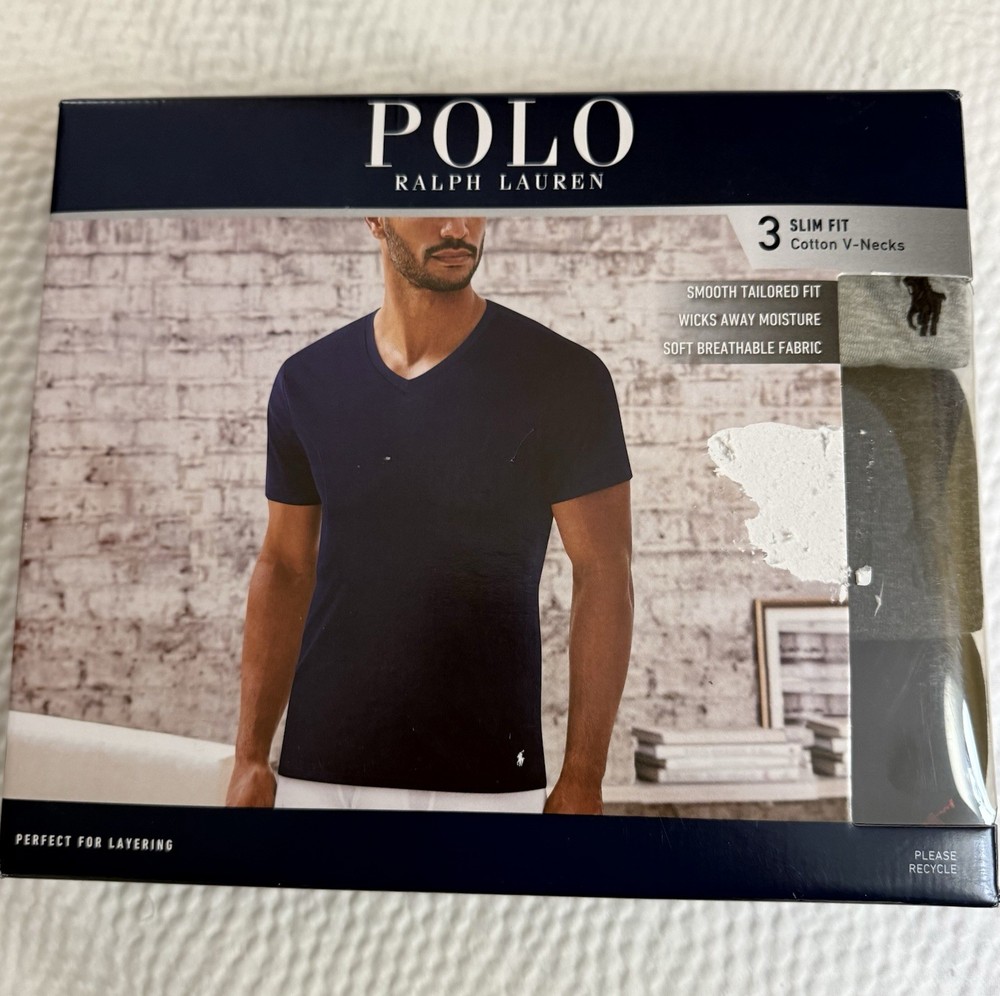 Polo Ralph Lauren V-Neck T-Shirts Men’s Small Variety 3-Pack Cotton Slim Fit