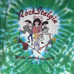 Vintage 1995 RockStalgia Hunter Mountain Festival T Shirt Green Tie Dye 90s Xl