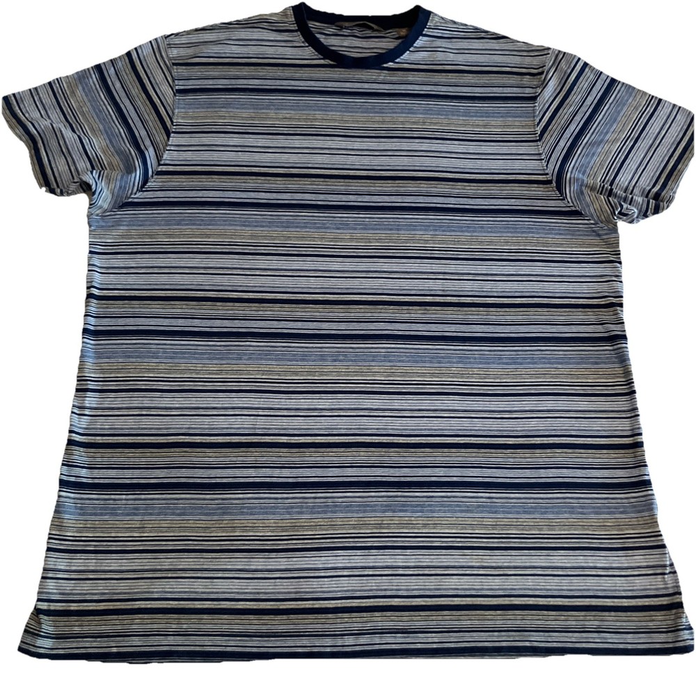 Daniel Cremieux T Shirt Men XL Pima Cotton Short Sleeve Blue Stripes Crew Neck