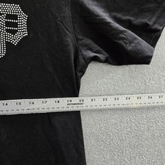 Primitive Men Shirt M Black Graphic Letter Rose Rhinestone Logo Short Sleeve