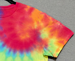 Handmade Tie Dye Rainbow Spiral Large Tee Shirt 20.5″ W X 27.5″ L Gildan Cotton