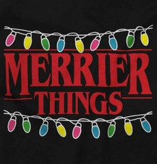 Merrier Things Stranger Christmas Holiday Adult Short Sleeve Crewneck Tee