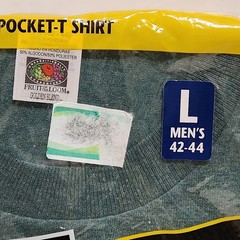 Vtg 1998 Fruit Of The Loom Pocket T Shirt SZ Large Lot of 2, Green Navy Blue