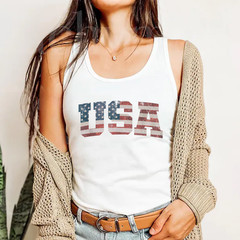 USA US Flag Patriotic 4th of July America Tank Top