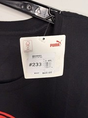 NEW WITH TAGS MEN’S PUMA BLACK T-SHIRT SIZE 4XL WHITE/RED LOGO