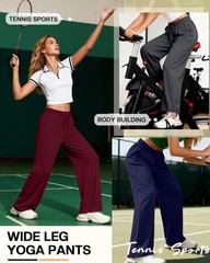 4 Pack Women’s Yoga Lounge Pants Wide Leg Sweatpants Loose Jogging Pockets Dr…