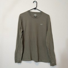 Hollister Long Sleeve Shirt Mens L Olive Green Good Cotton Logo 324R2713