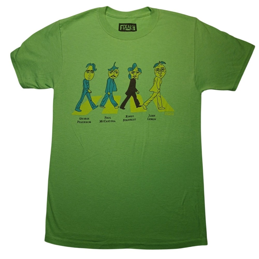 Freaker Beatles Abbey Road Parody T-Shirt Mens Small Green Casual Graphic Tee