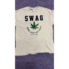 Gildan T-Shirt Mens XL Lime Green Swag Smoke Weed Ganja Graphic Short Sleeve