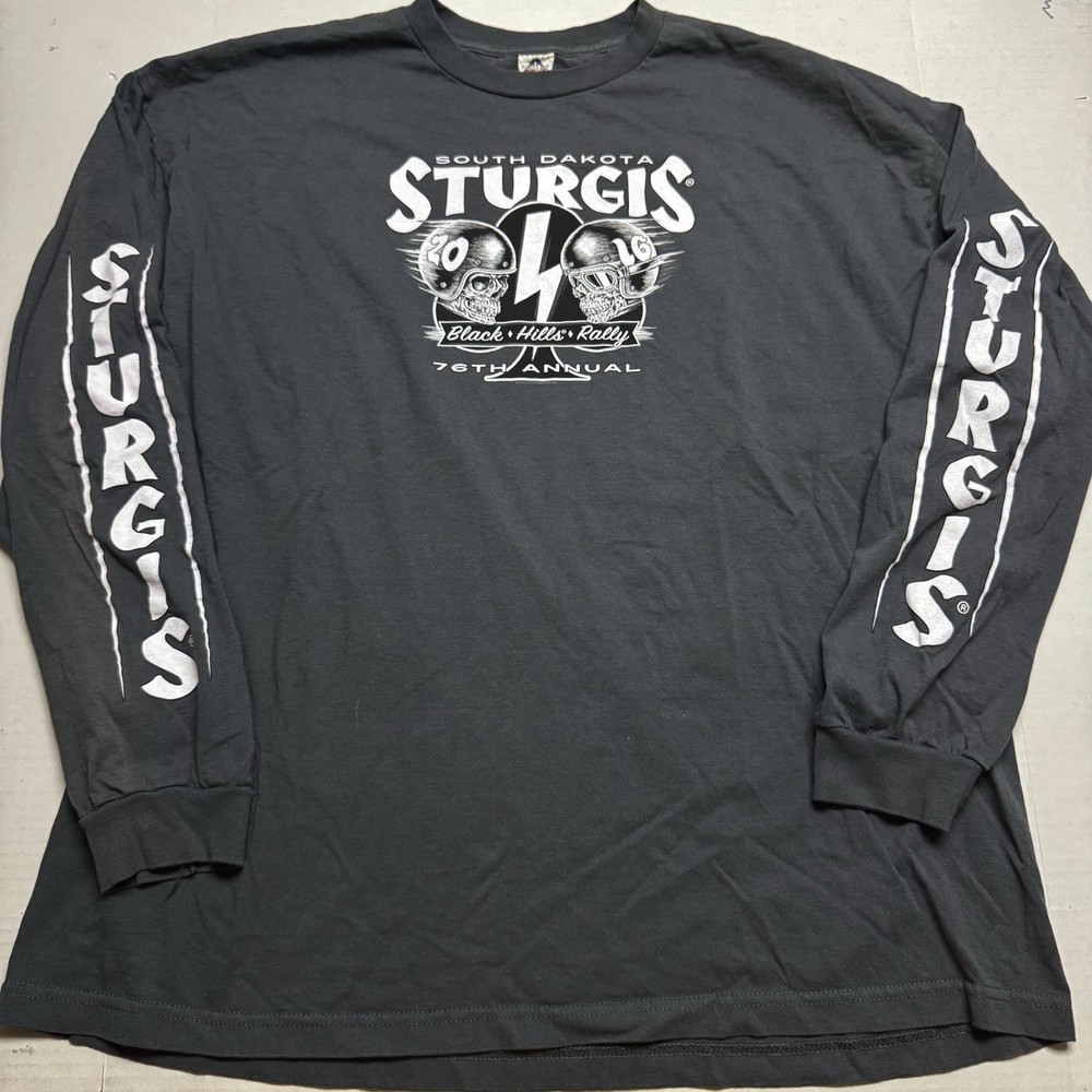 Sturgis Black Hills Rally 2016 Men 3XL Gray Long Sleeve Double Sided
