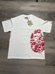 A Bathing Ape BAPE Men’s L Cotton White Tee Pink Camo Ape Head Logo Graphic