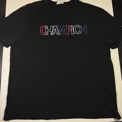 Adult XL Champion Brand Black Multi-Color Logo Embroidered Logo T-Shirt