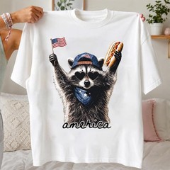 Funny Feral & Free Racoon Hotdog Shirt, USA Independence Day Gift, Patriotic Tee
