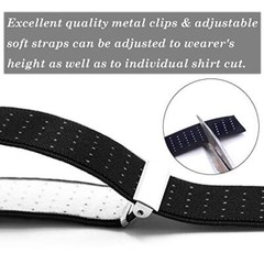 Y-Style Shirt Stays with Non-Slip Locking Clamps and Adjustable Elastic Straps