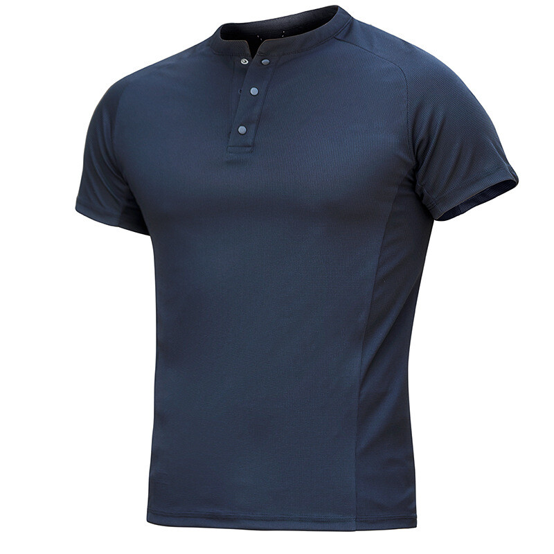 Outdoor Men’s Henry Collar Short Sleeve Shirts Waffle Quick dry Casual T-Shirts