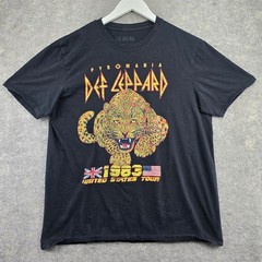 Def Leppard Pyromania T-Shirt Men’s Black Large 1983 Tour Graphic Cotton Retro