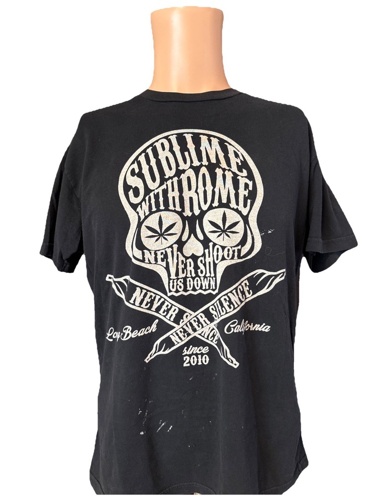 Distressed Sublime With Rome Never Shoot Us Down Tour Black Shirt Size Medium
