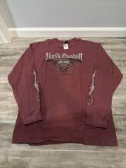 Vtg Y2K Harley Davidson Florida Long Sleeve Shirt XL Flame Sleeve Double Sided