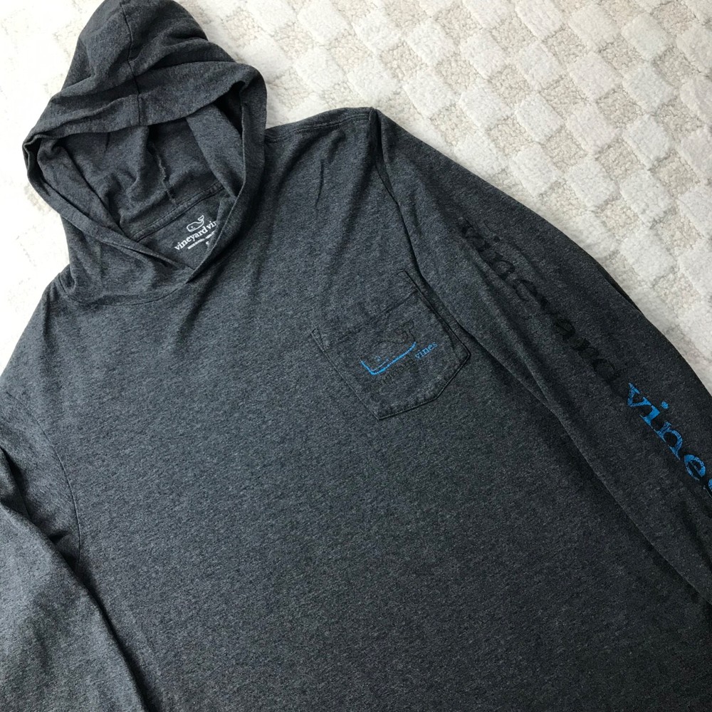 Vineyard Vines Shirt Mens Small Grey Hooded Pullover Beach Preppy Whale Logo