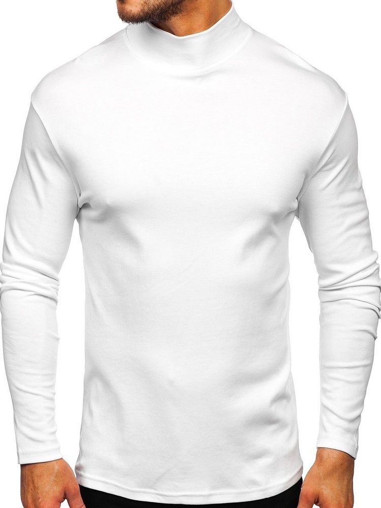 Zonbailon men’s t-shirt high collar solid color warm bottomed shirt long sleeve