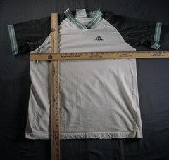 Adidas Shirt Mens Medium Gray Colorblock V Neck Raglan Striped Collar Tee