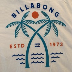 BILLABONG Estd 1973 Surf/Palm Tree Logo White Men’s Small Surf Skate Cool!
