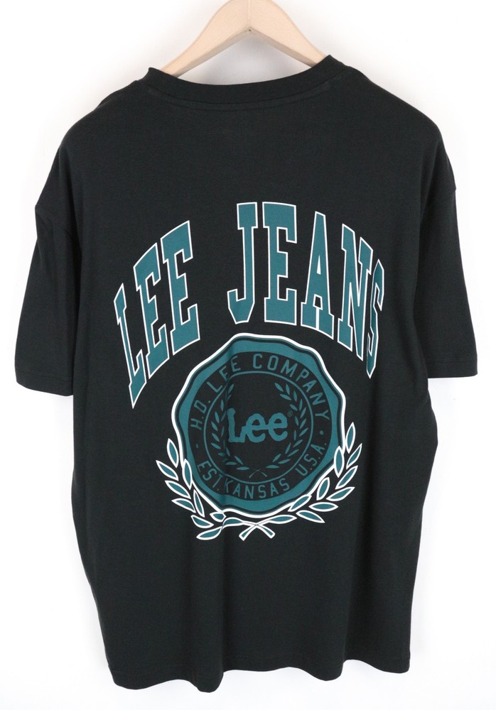 Lee Herren T-Shirt M Locker Schwarz 100% Baumwolle Kurzarm