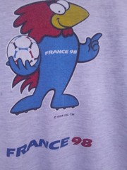 Vintage France 98 World Cup T Shirt Footix Mascot Coupe Du Monde Tee Gray AS IS