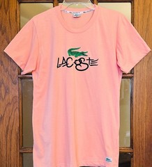 Lacoste Men’s Light Orange Cotton Crew Neck T-Shirt Embroidered Alligator M L XL