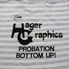 Vintage 80s Bowling Female Hager Graphics Athletic Sports Striped T-Shirt Large
