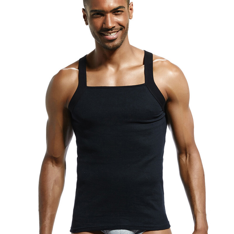 Mens Fitness Tank Top Cotton Polyester Elastic Vest Gym Training Undershirt