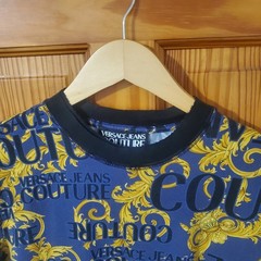 VERSACE JEANS COUTURE T-shirt Mens Baroque Logo All-Over Short Sleeve Size S
