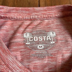 Mens COSTA DEL MAR Performance T Shirt Red Gray 100% Polyester sz M