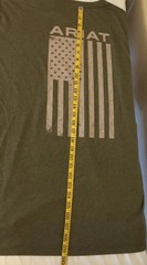 ARIAT Graphic Tee T-Shirt Men XXL Short Sleeve Crewneck Green S/S Flag On Back