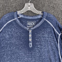 Buckle Black Burnout Henley Shirt Men’s XL Blue Stone Wash Knit Y2K Casual
