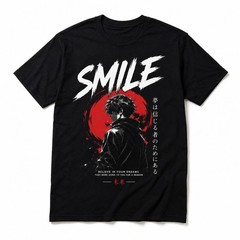 tshirtAnime Smile Graphic T Shirt Japanese Streetwear Motivational Unisex Tee Ke
